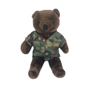 Vintage Bear Forces of America U.S. Army Brown Teddy Bear Camouflage Plush 1989